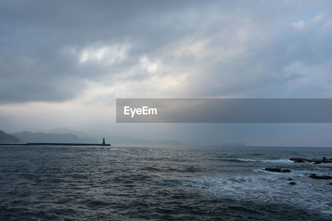 SCENIC VIEW OF SEA AT SUNSET