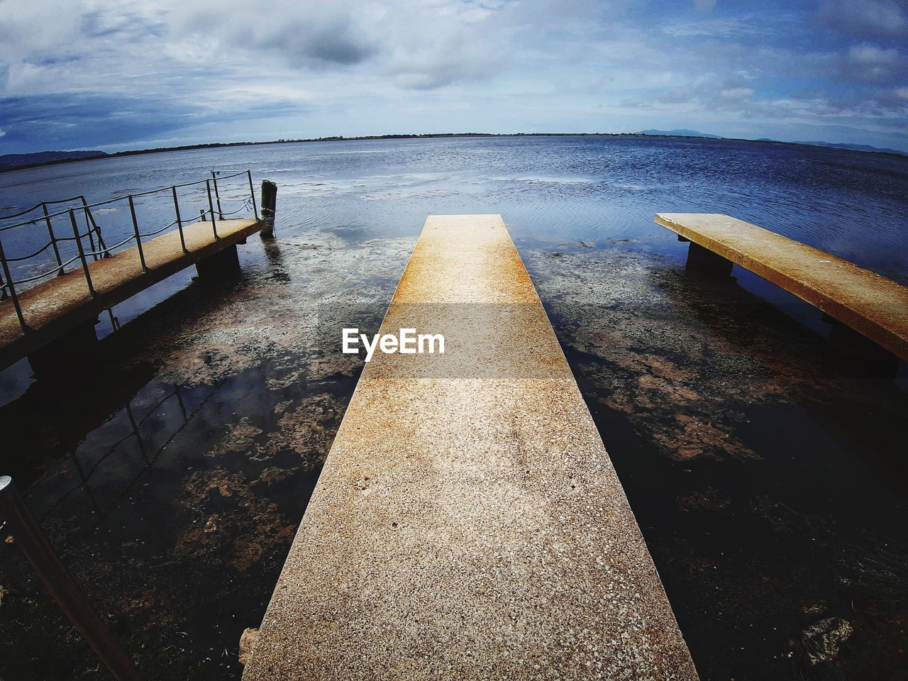 VIEW OF PIER IN SEA AGAINST SKY