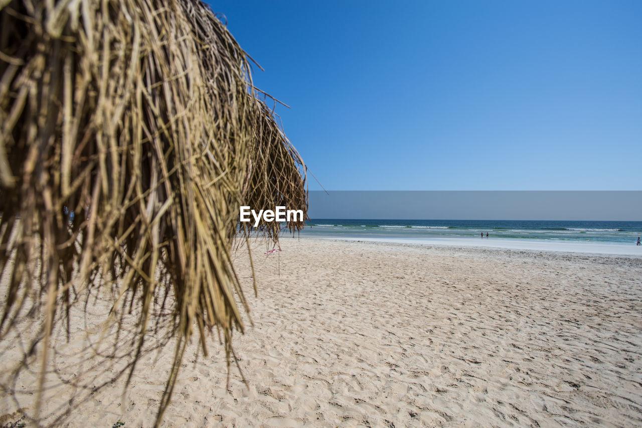 Scenic view of beach against clear sky