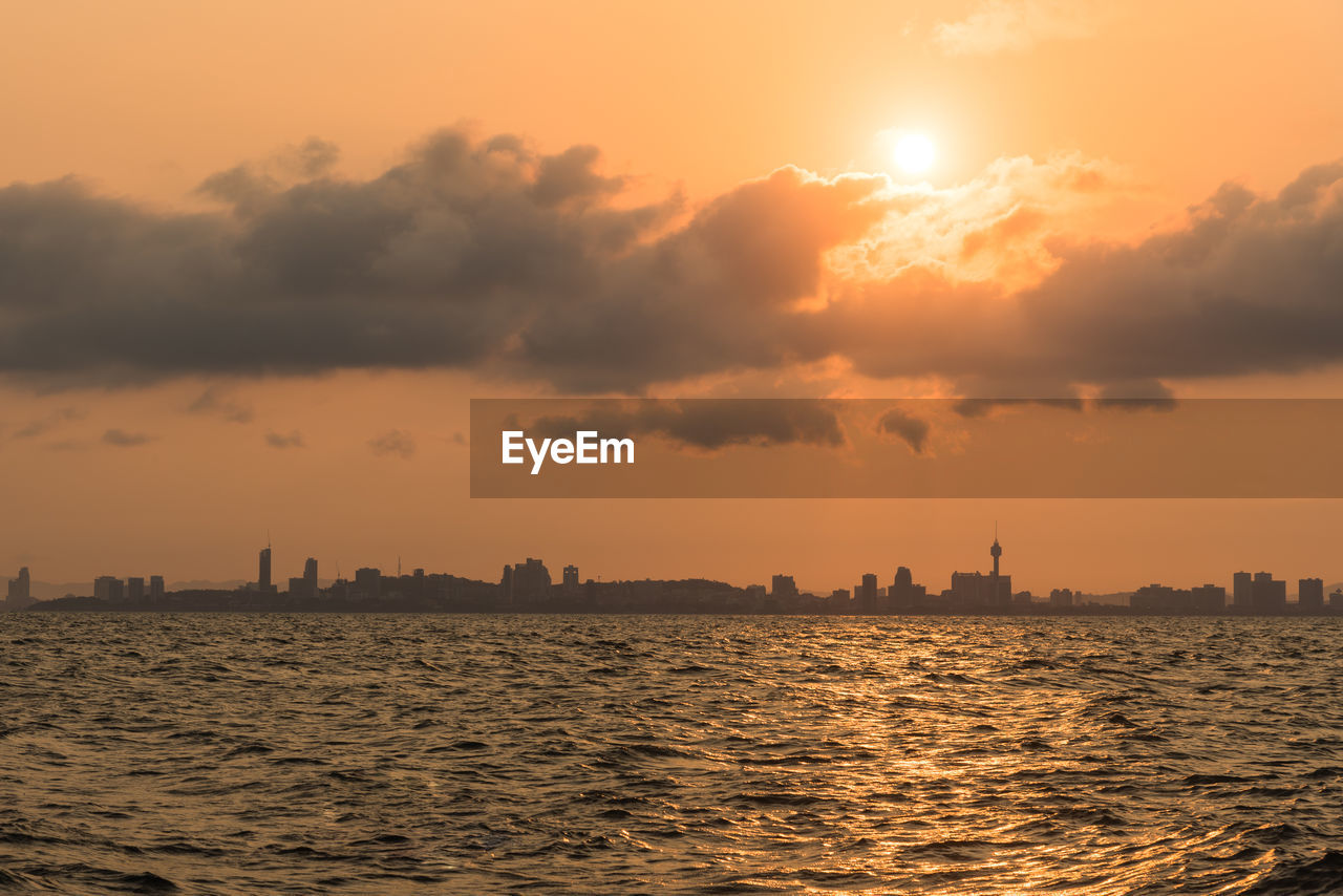 Scenic view of sea against sky during sunset