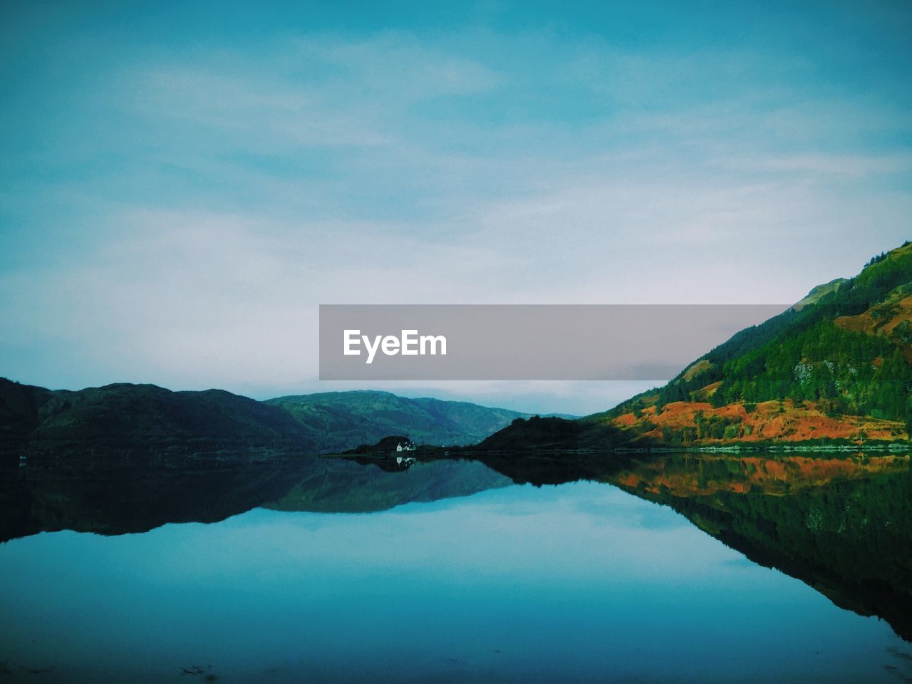 SCENIC VIEW OF CALM LAKE AGAINST SKY