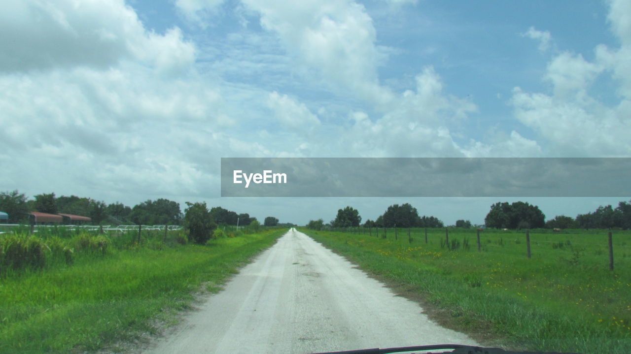 ROAD ON FIELD AGAINST SKY