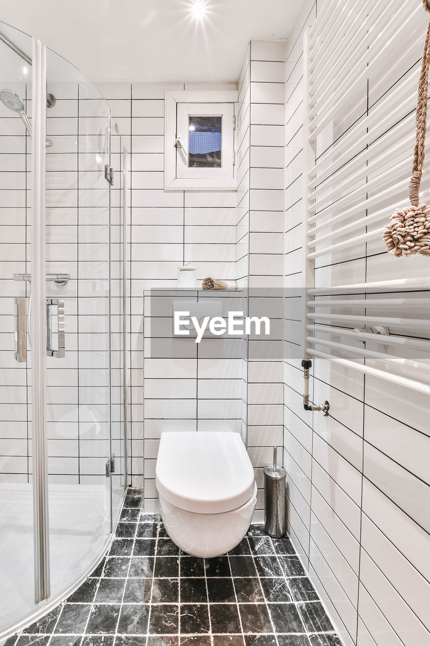 View of white bathroom at home