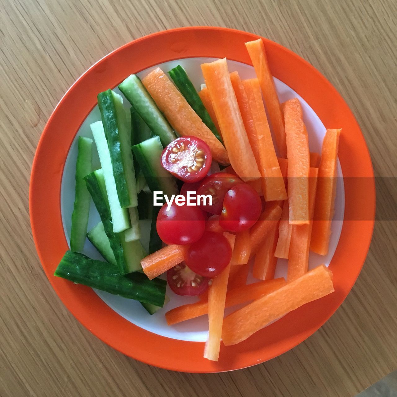 Directly above shot of salad in plate on table