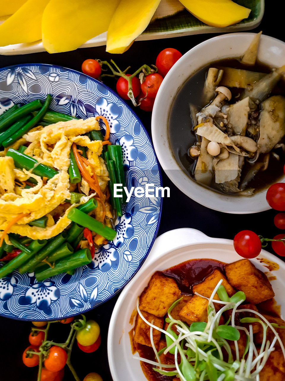 high angle view of food in plate on table