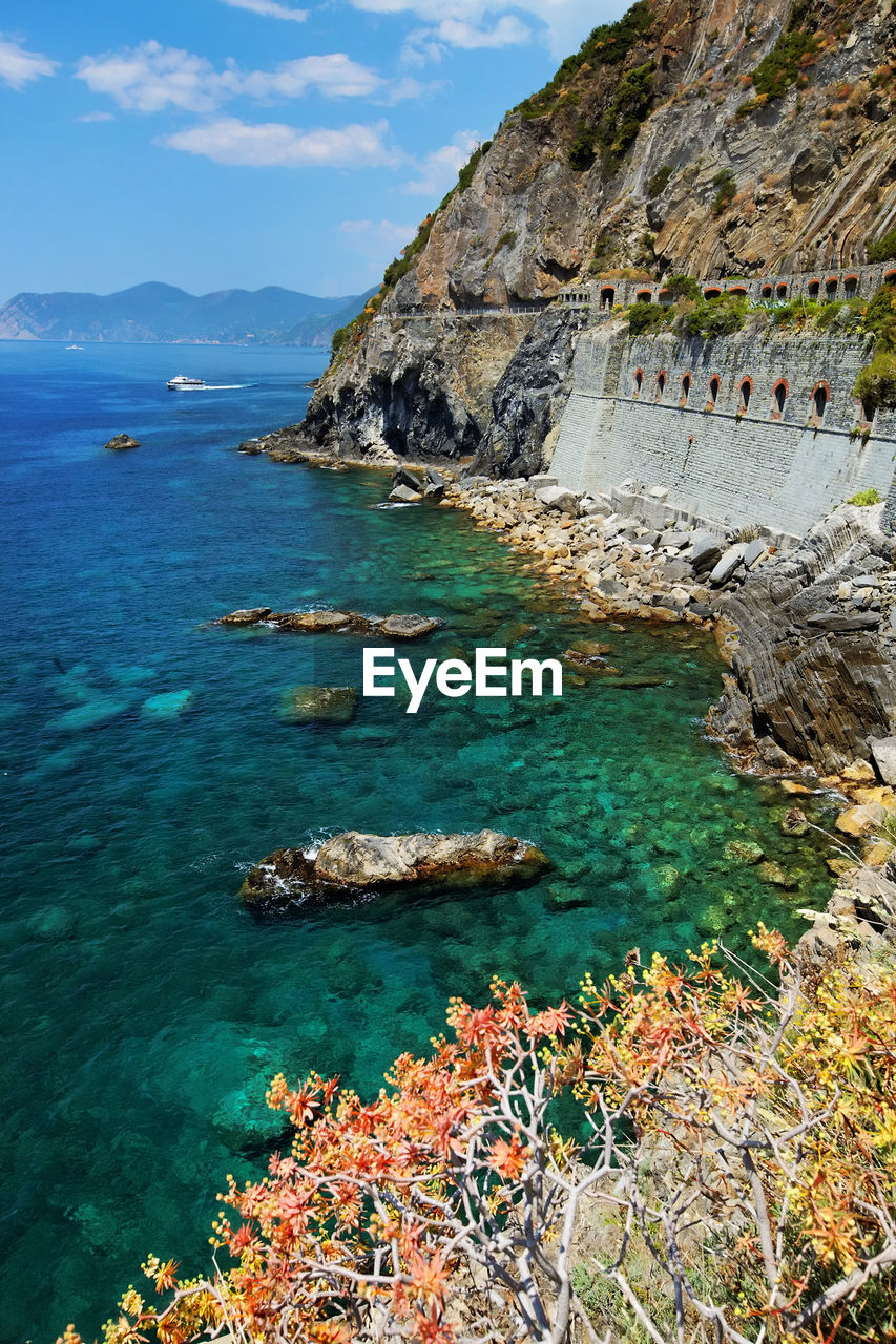 Scenic view of seascape against cloudy sky