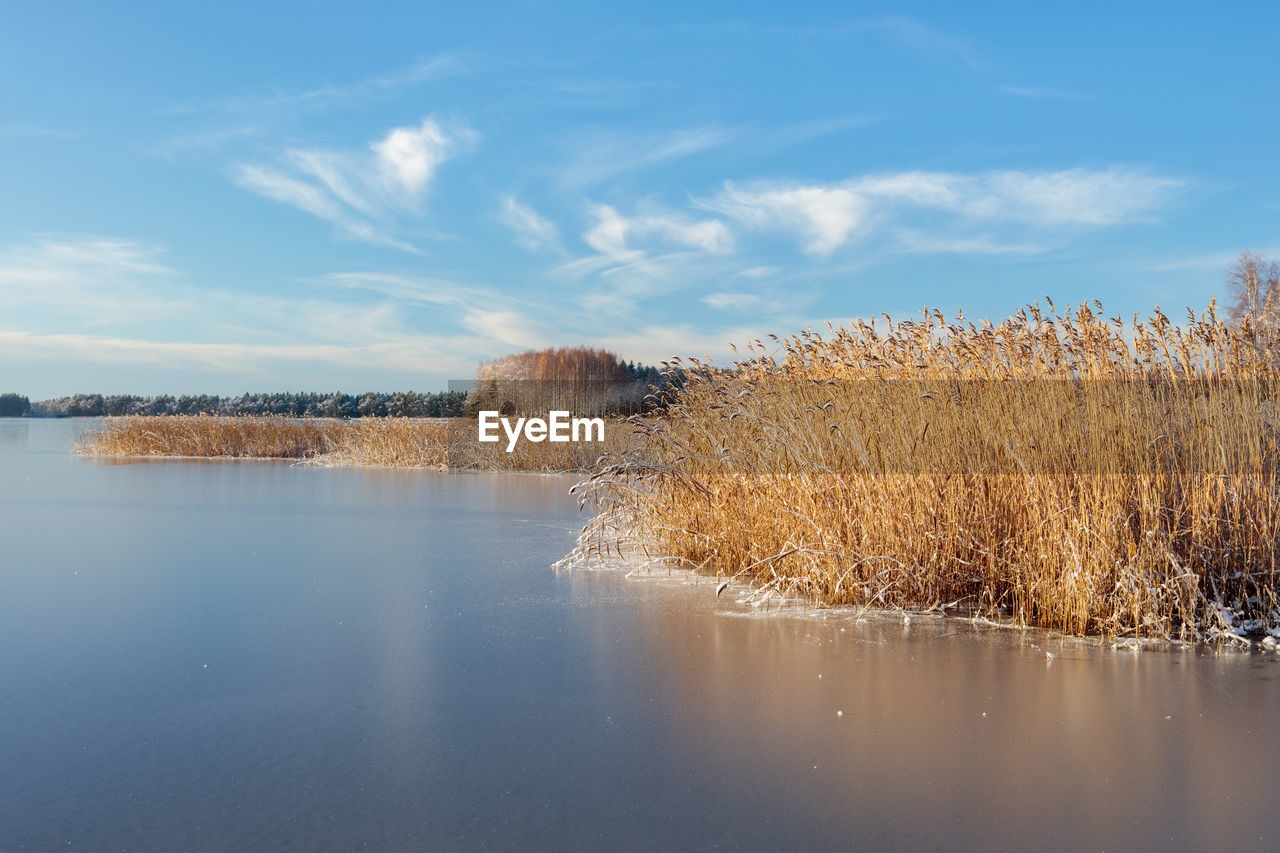 Scenic view of a frozen lake against sky