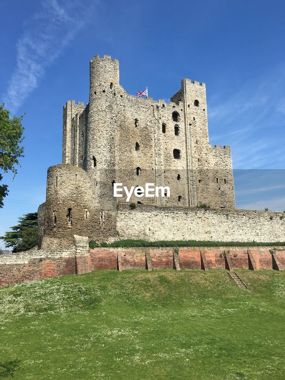 Low angle view of old ruin castle