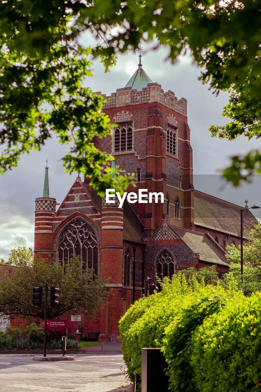 View of church against sky in city