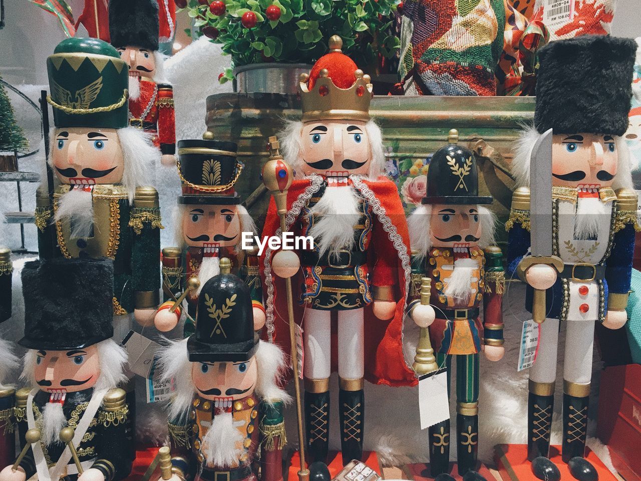 Close-up of nutcrackers for sale at store