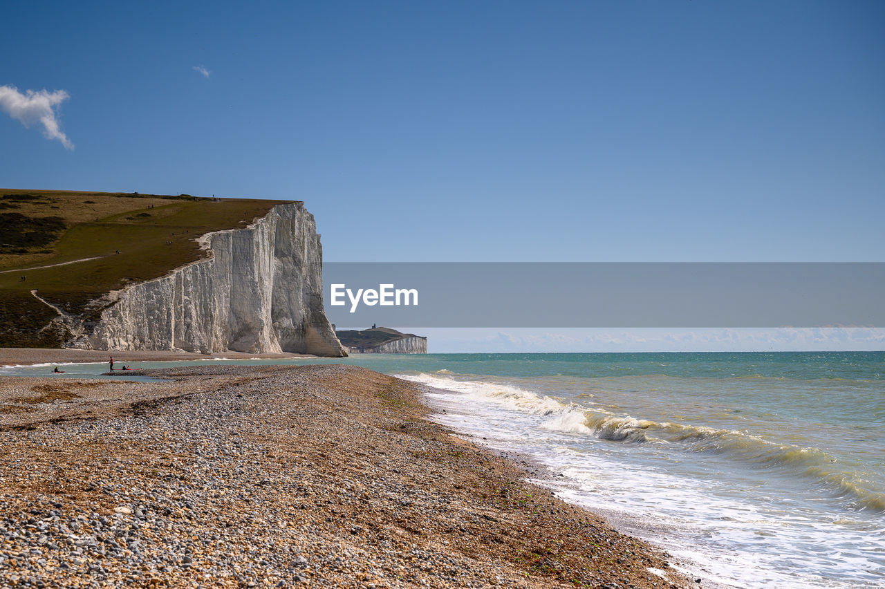 Scenic view of sea against clear sky