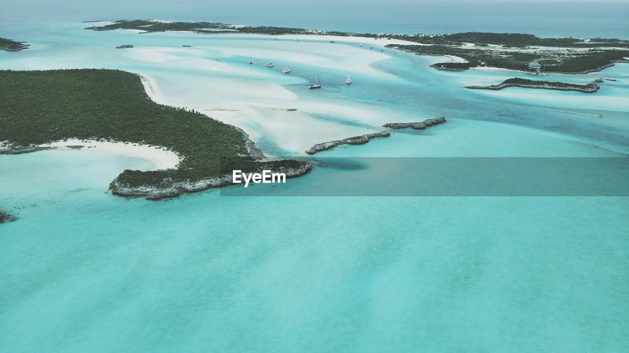 High angle view of surf on sea