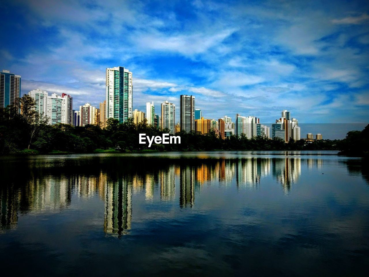 Reflection of buildings in city