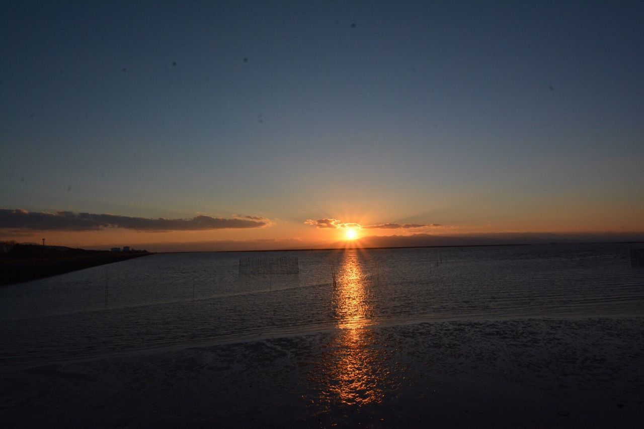 SCENIC VIEW OF SUNSET OVER SEA