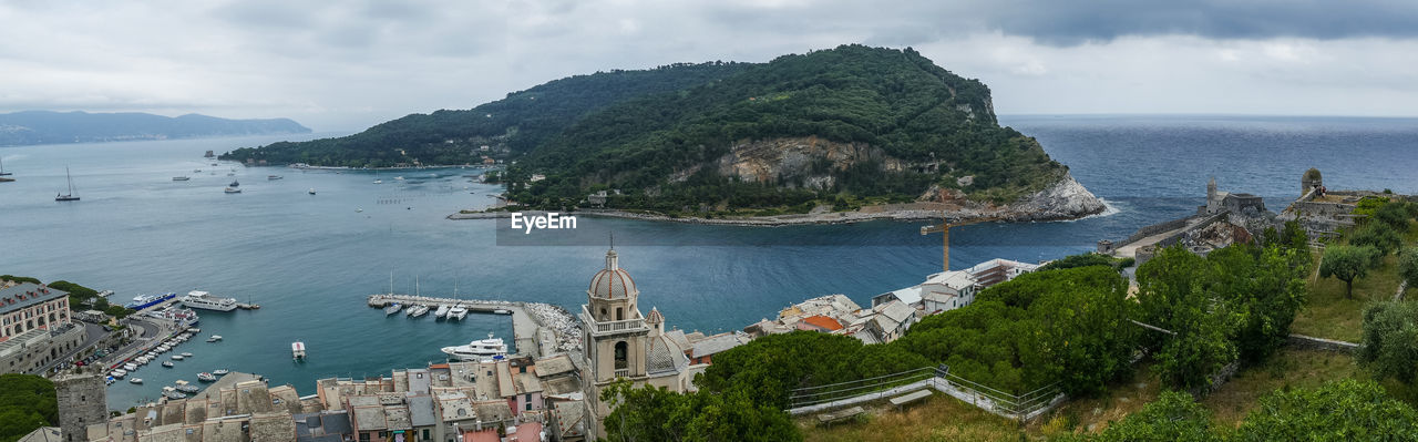 Panoramic aerial view of portovenere in cinque terre