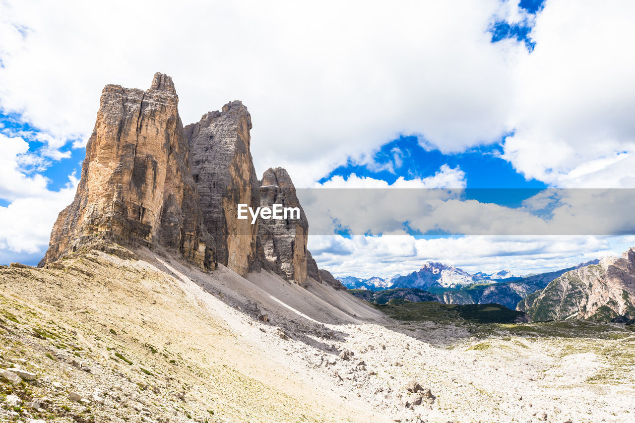 Scenic view of rock formations in italy