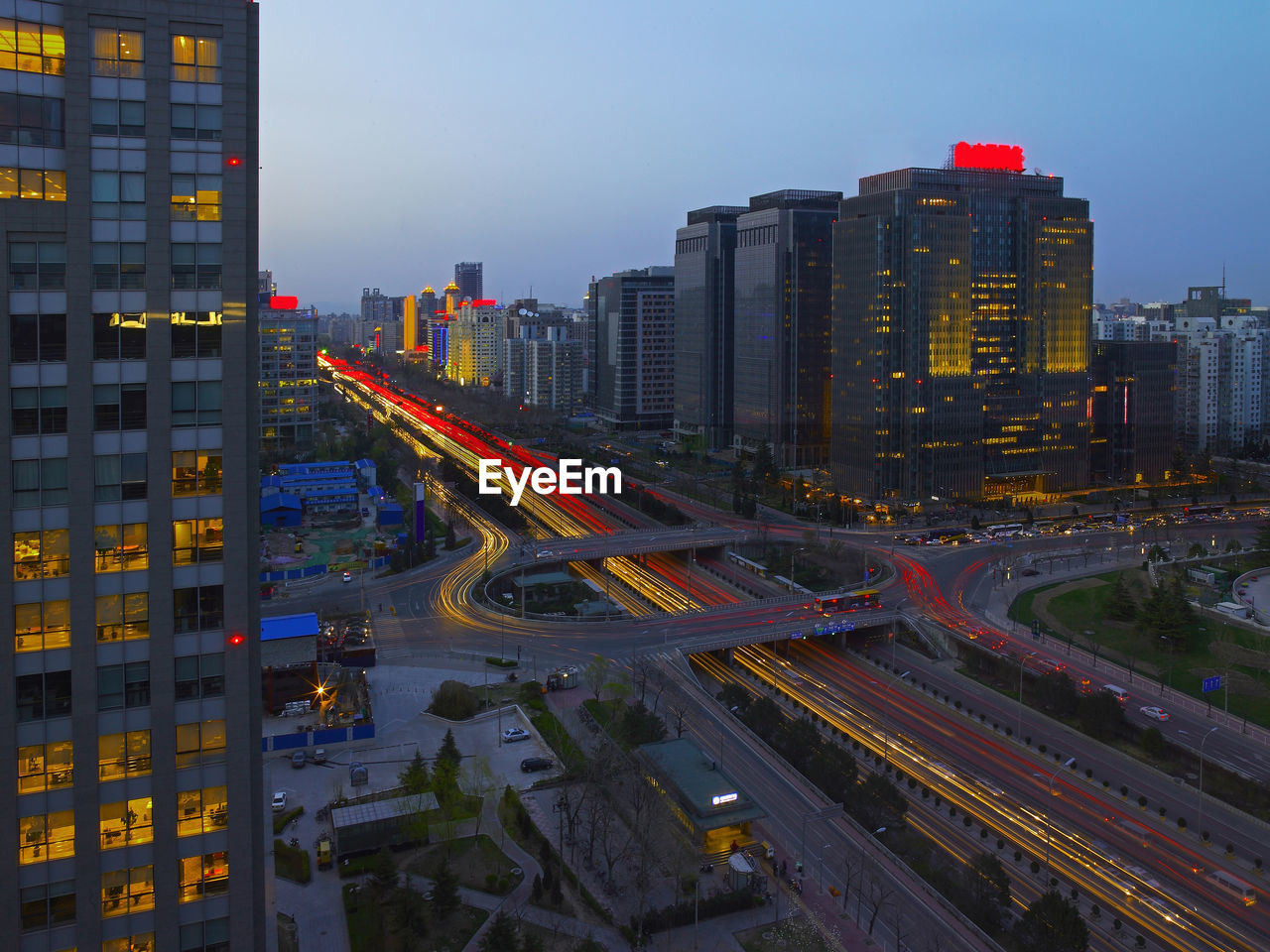 Elevated view of the second ring road in beijing