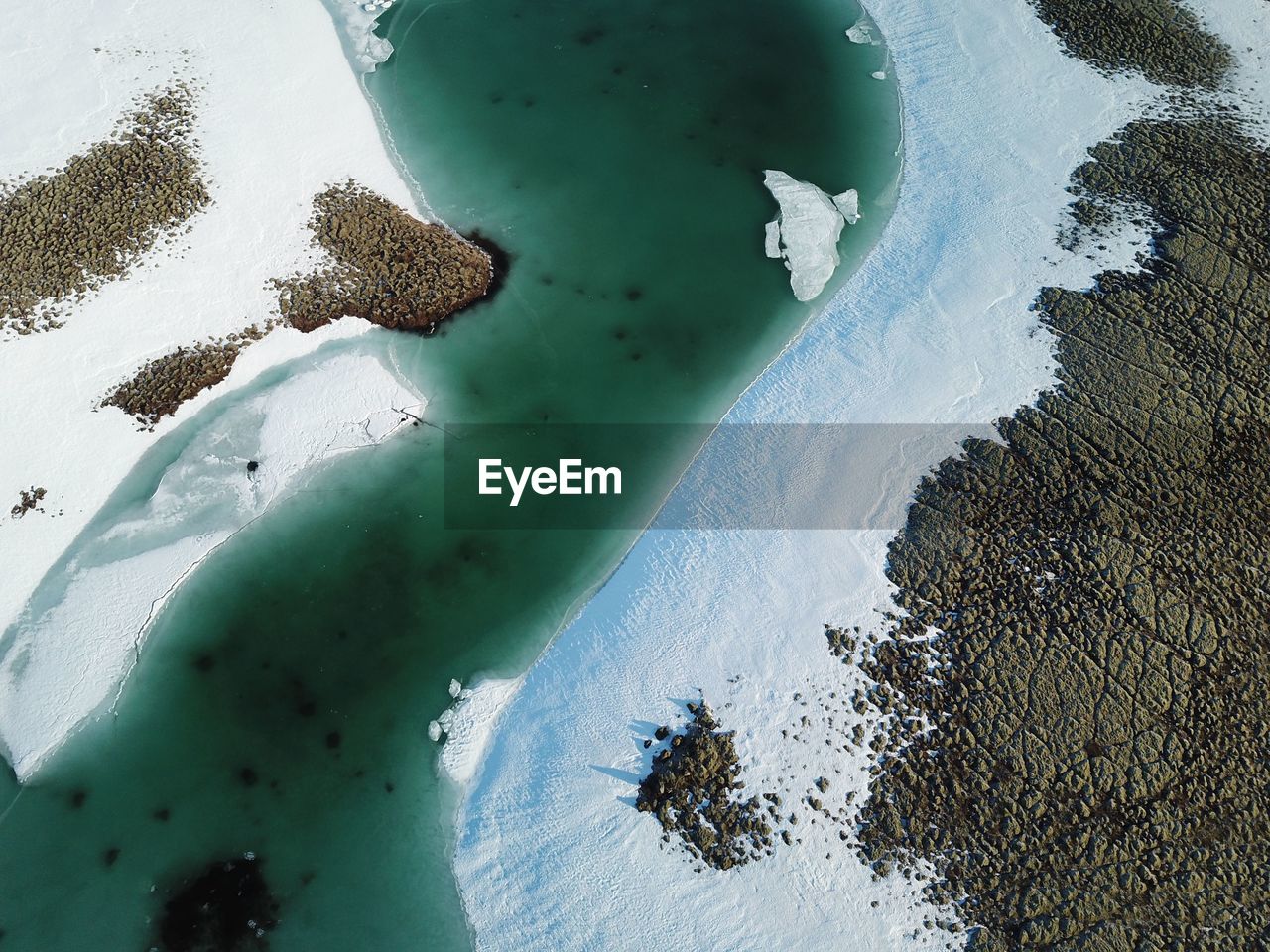 Aerial view of beach during winter