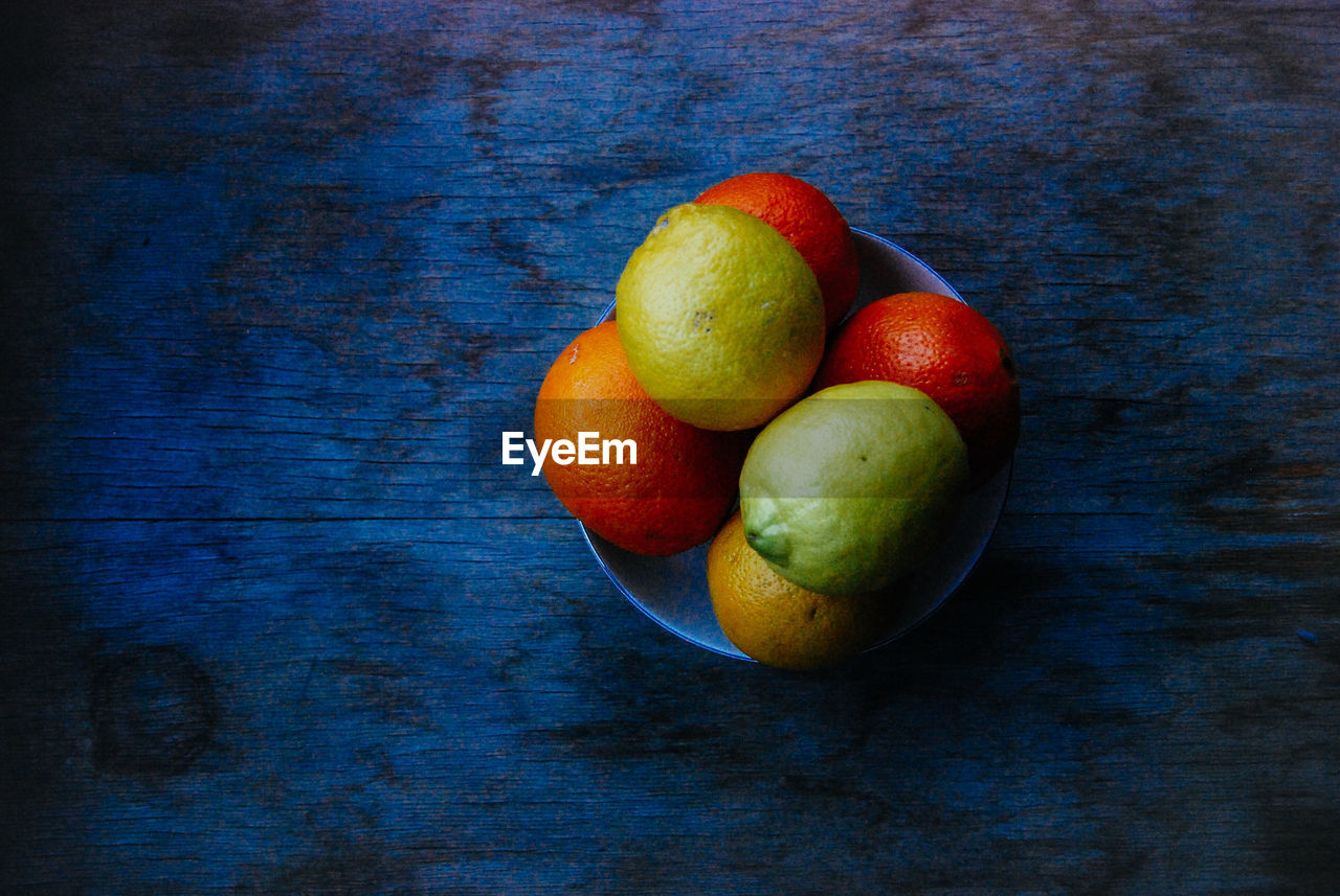 High angle view of fruits on table