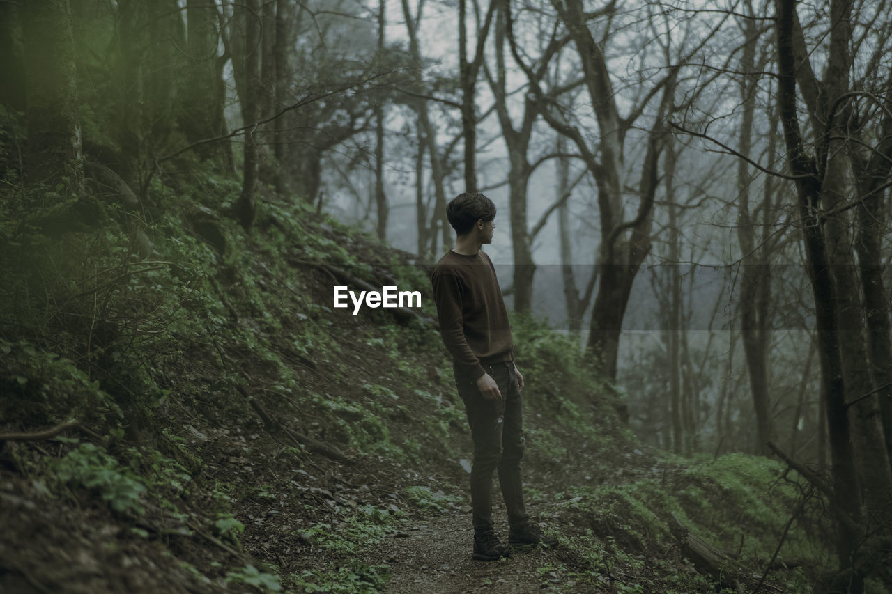 Man standing in forest