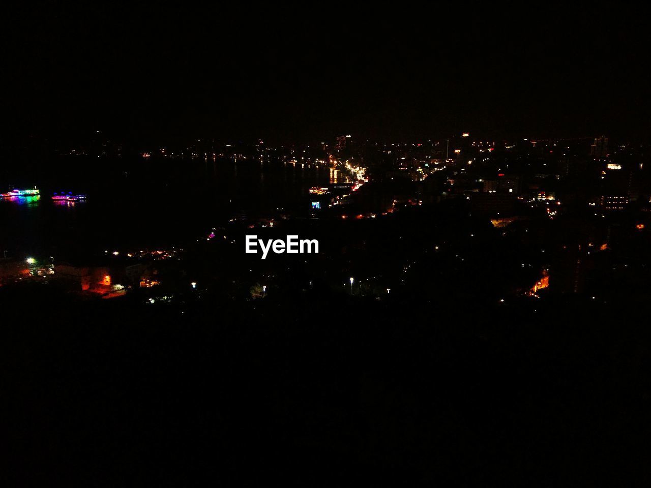 AERIAL VIEW OF FIREWORK DISPLAY AT NIGHT