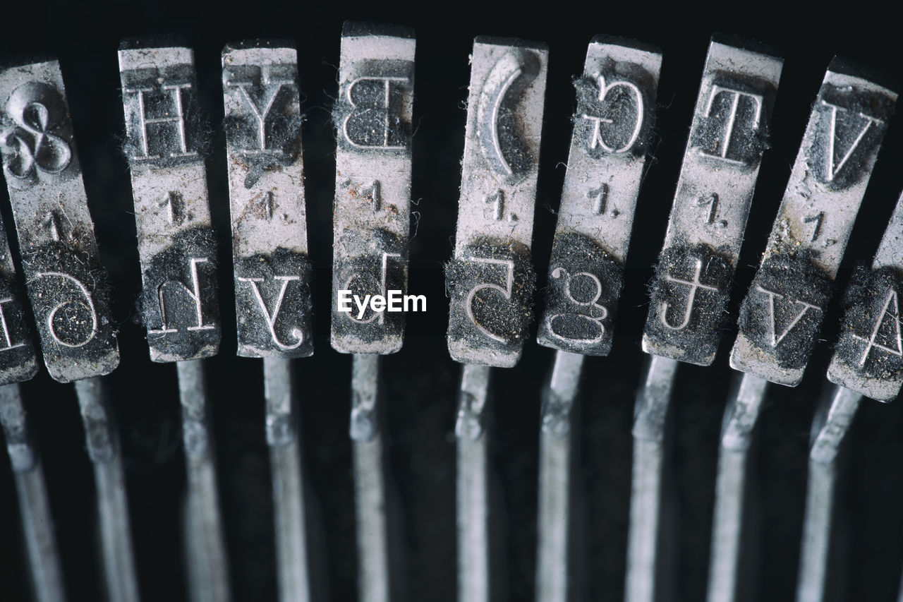 Close-up of letters on typewriter