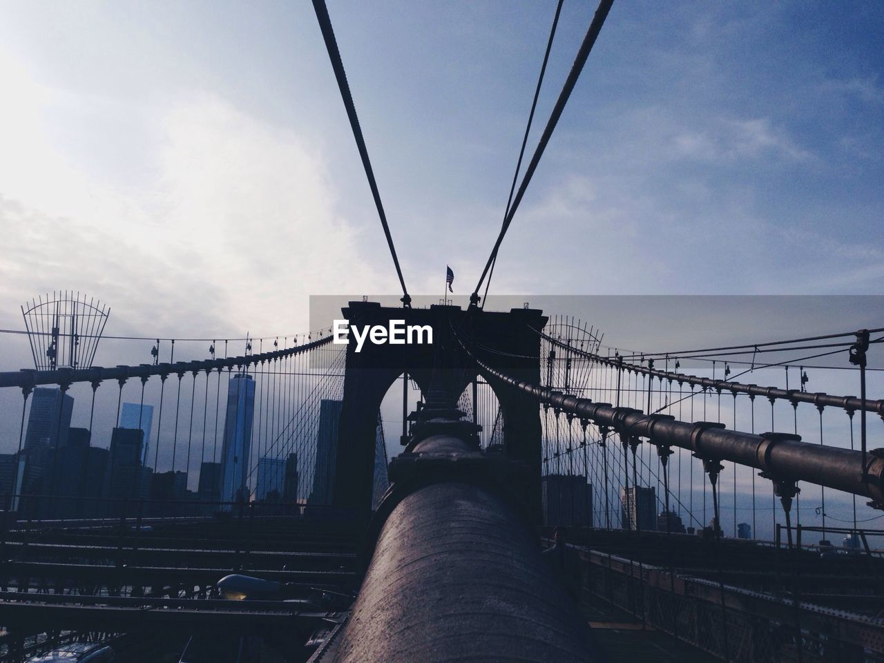 Built structure with cables against blue sky