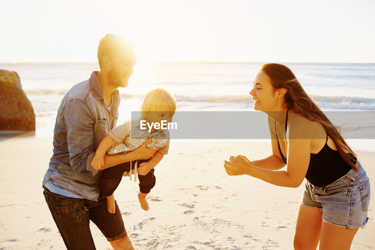 Family enjoying at beach