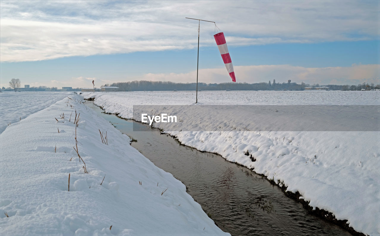 A windsock near a stream