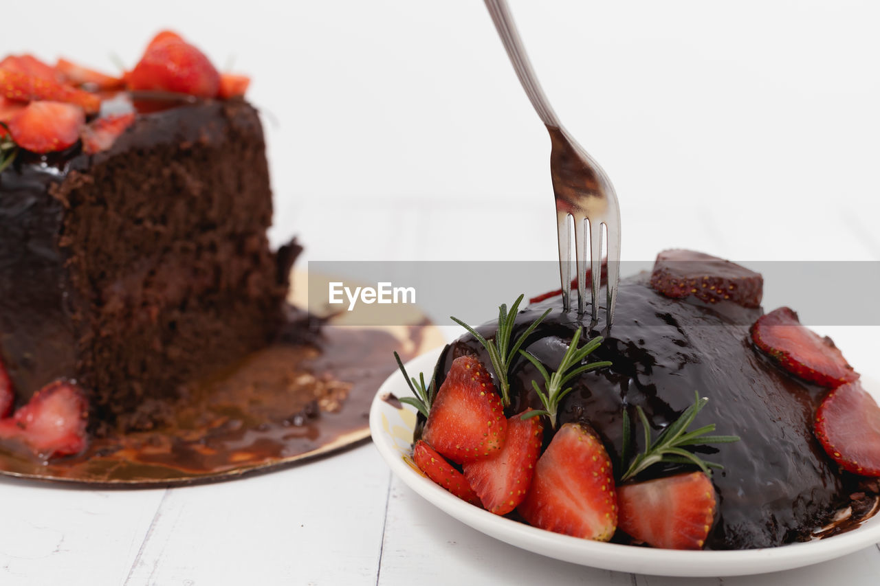 Close-up of dessert in plate on table