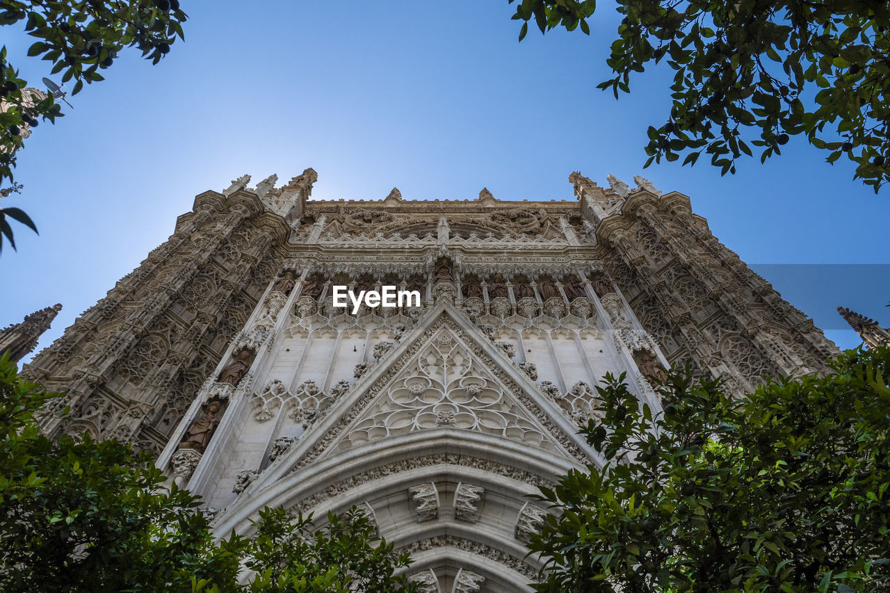 Low angle view of historical building against clear sky