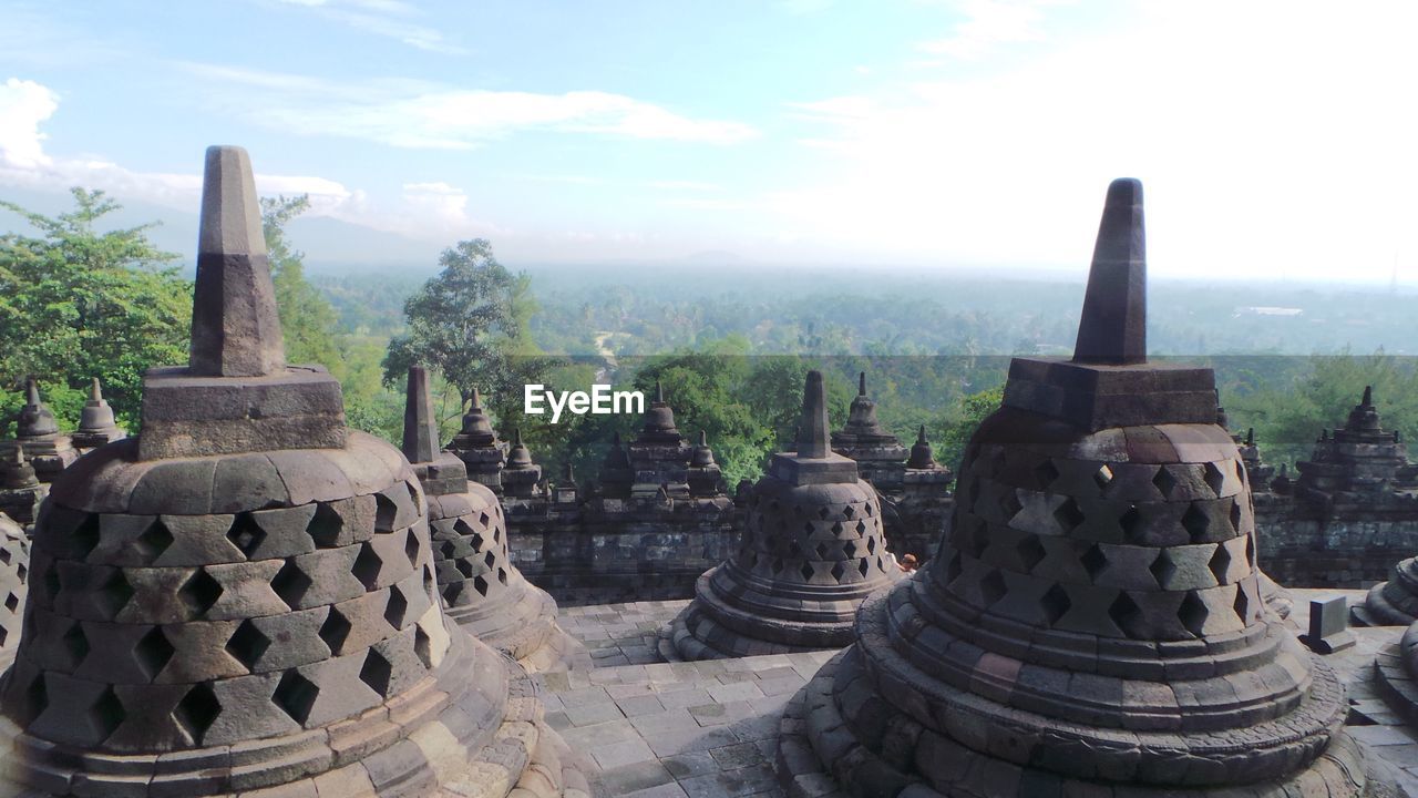 Stupas against sky