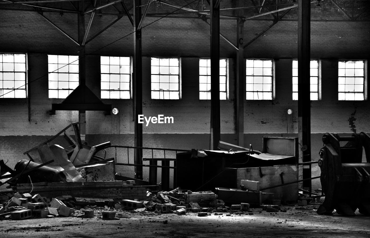 Abandoned interior with windows