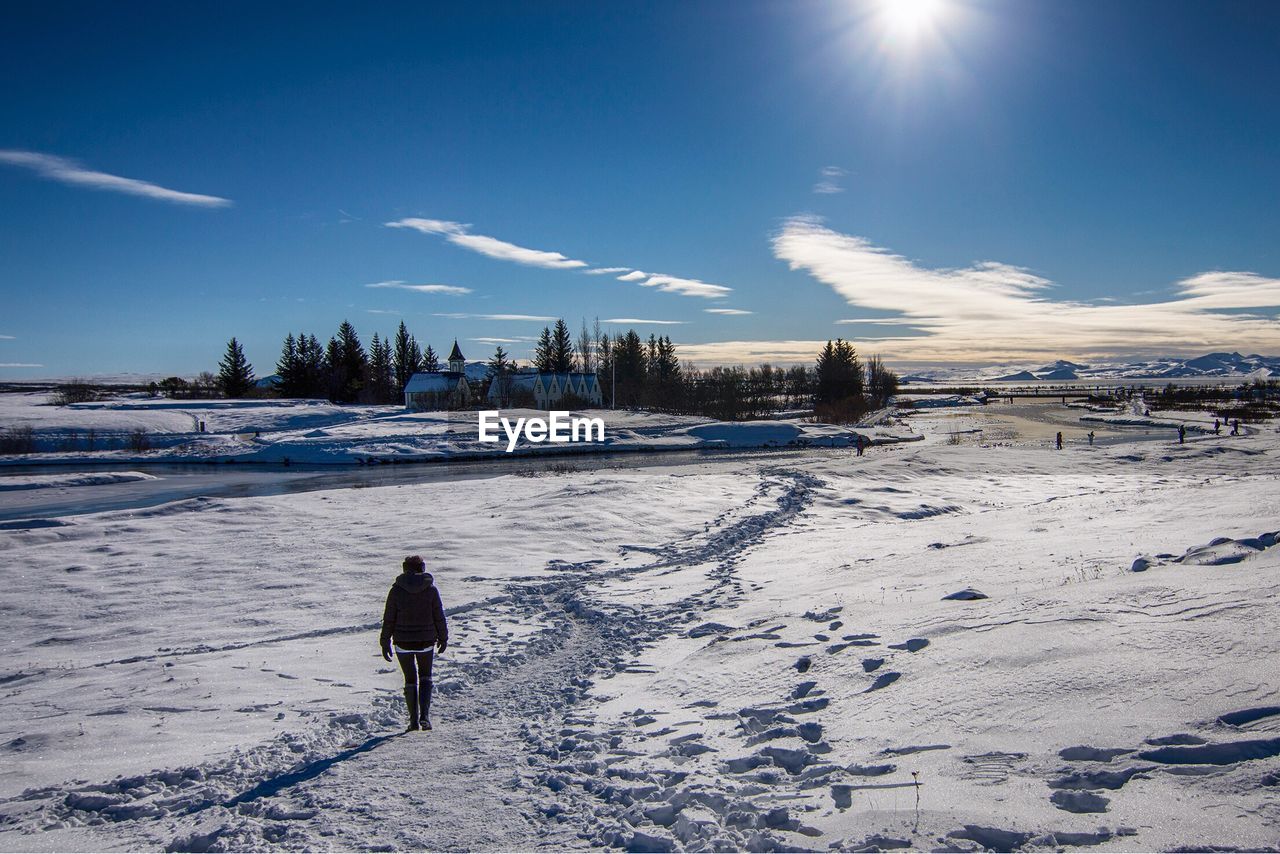 VIEW OF PERSON ON SNOW COVERED LANDSCAPE