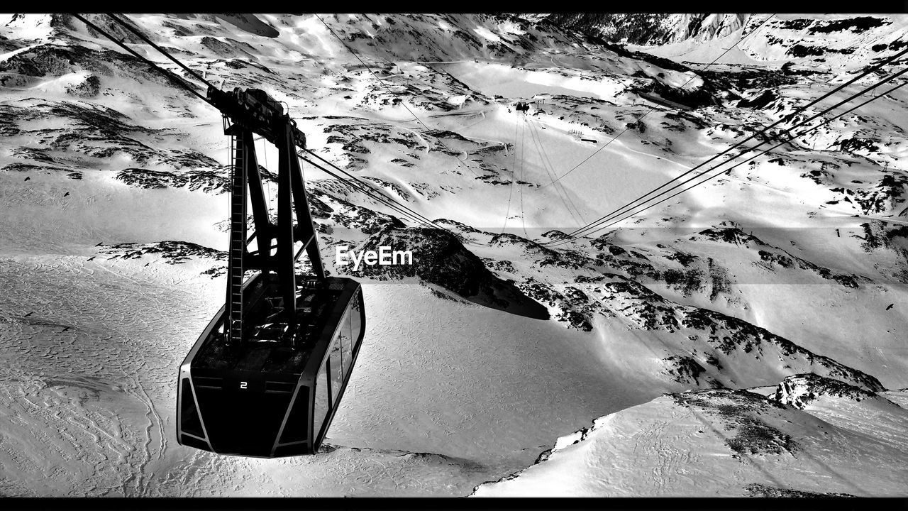 CLOSE-UP HIGH ANGLE VIEW OF SNOW AGAINST SKY