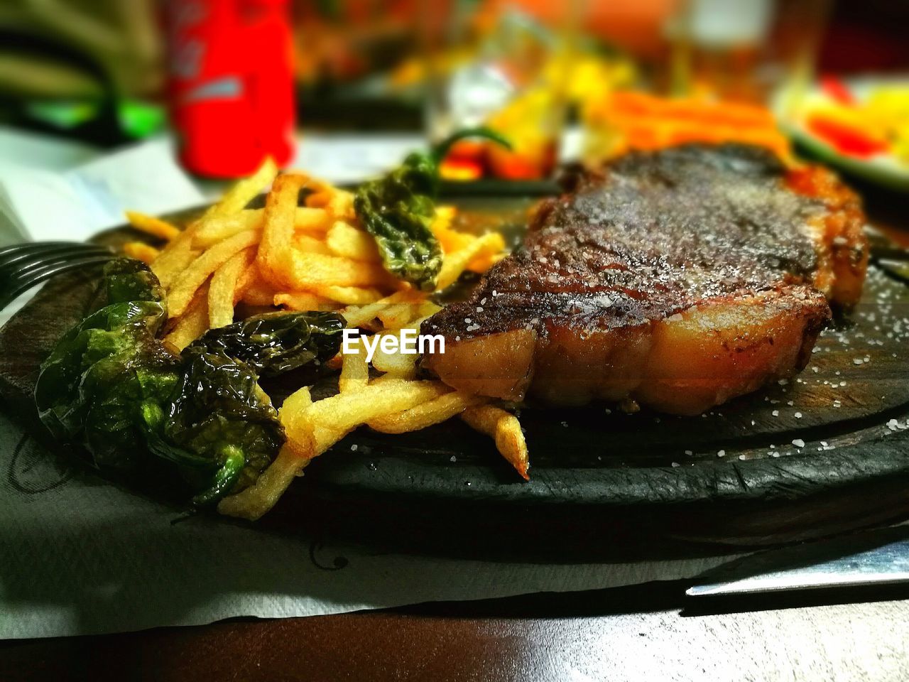 Close-up of food served in plate on table