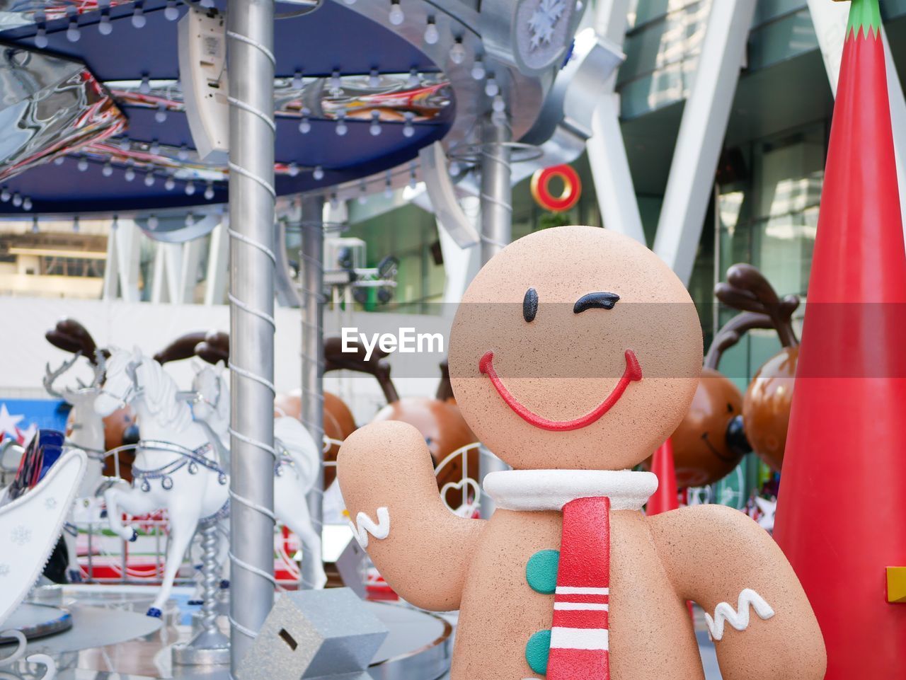 Close-up of gingerbread man at amusement park