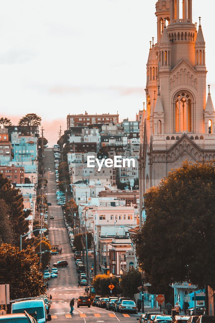 Low angle view of cityscape against sky