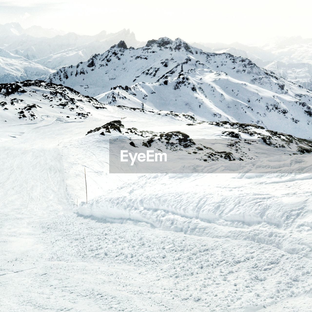 Scenic view of snow mountains