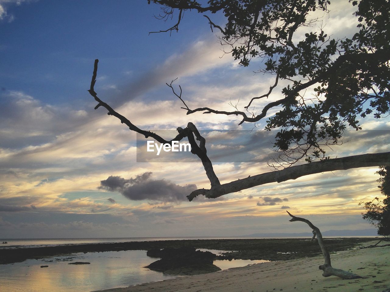 SCENIC VIEW OF BEACH AGAINST SKY DURING SUNSET