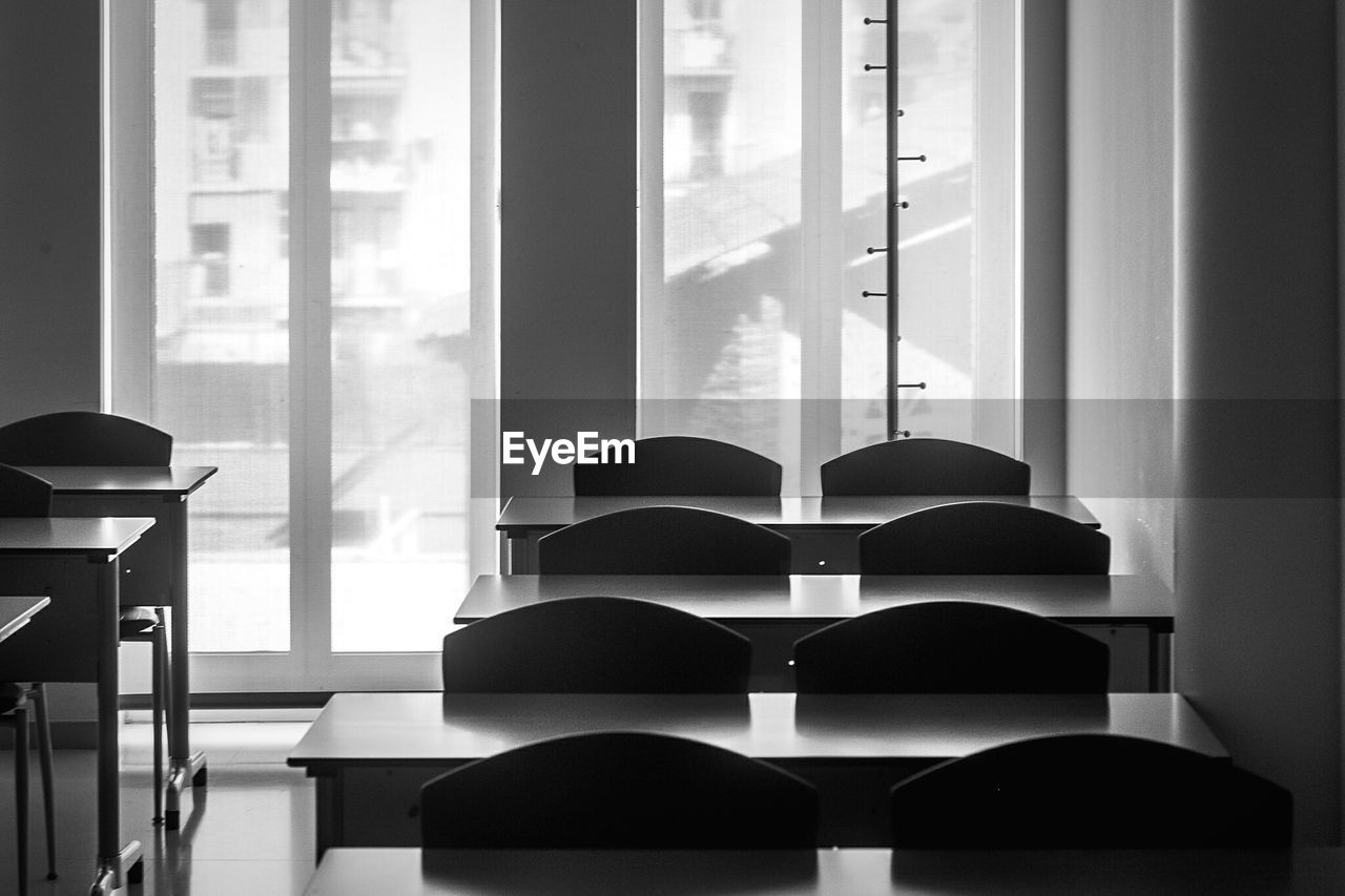 Chairs and table in classroom