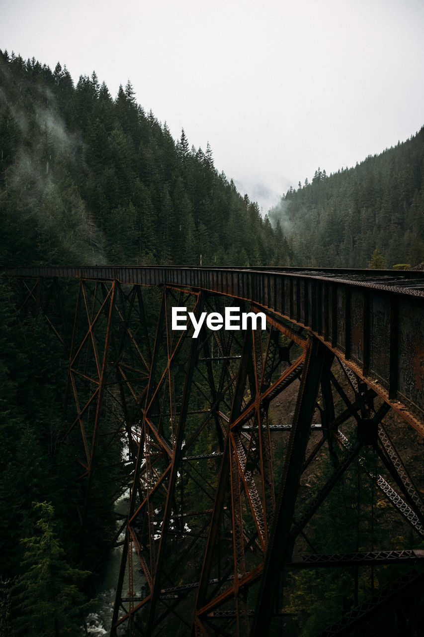 BRIDGE OVER FOREST AGAINST SKY