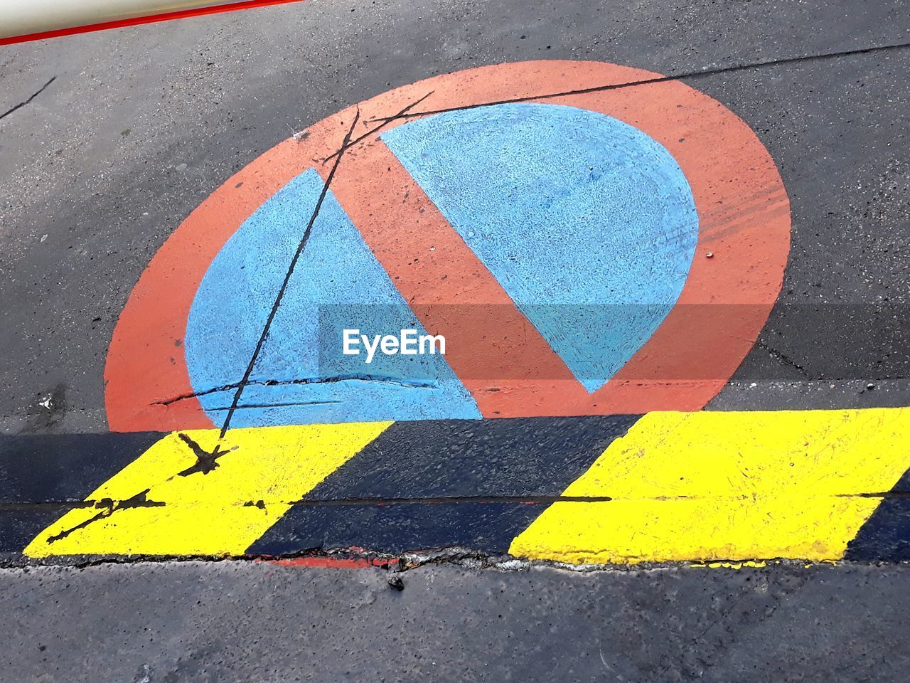 High angle view of information sign on road