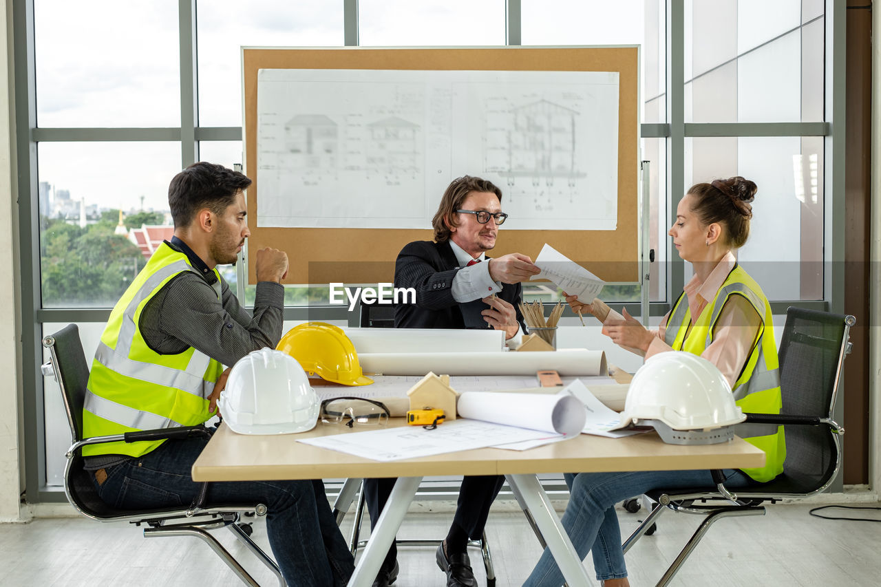 business colleagues working on table