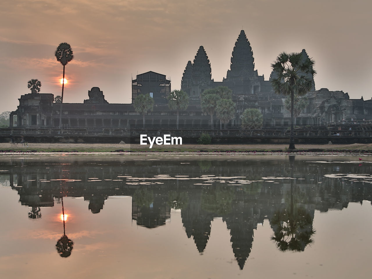 Reflection of temple in water