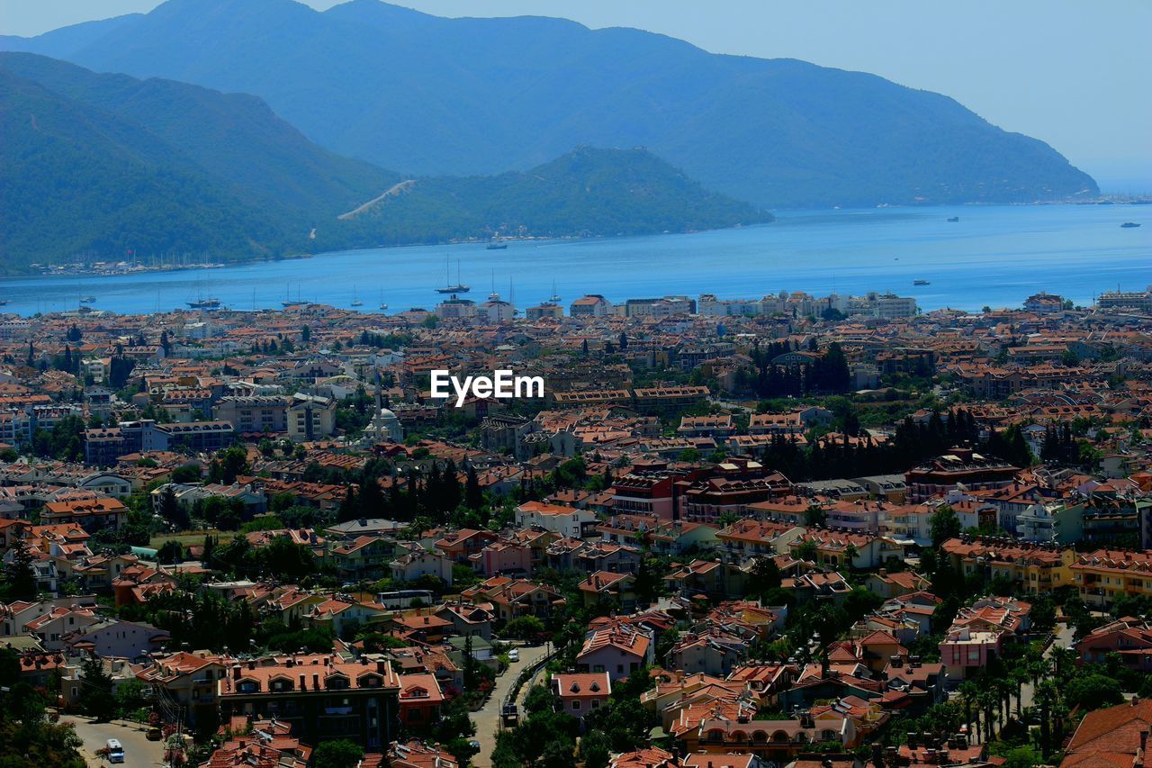 High angle shot of townscape