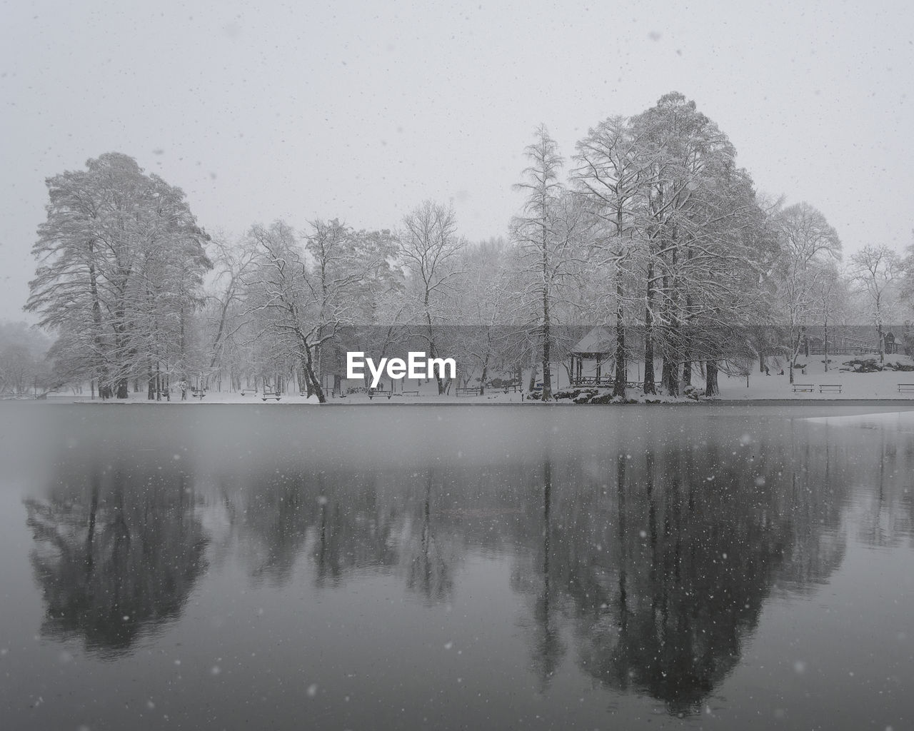 Scenic view of lake against clear sky