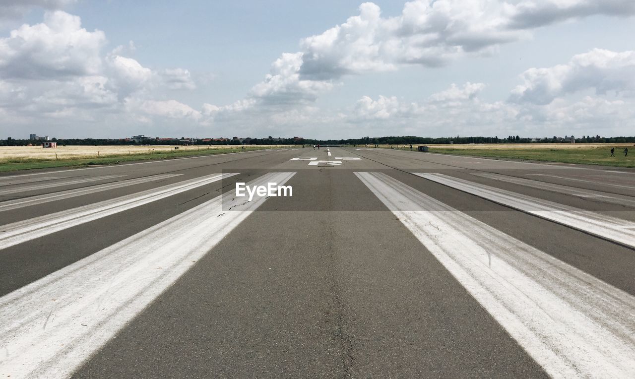 High angle view of airplane runway