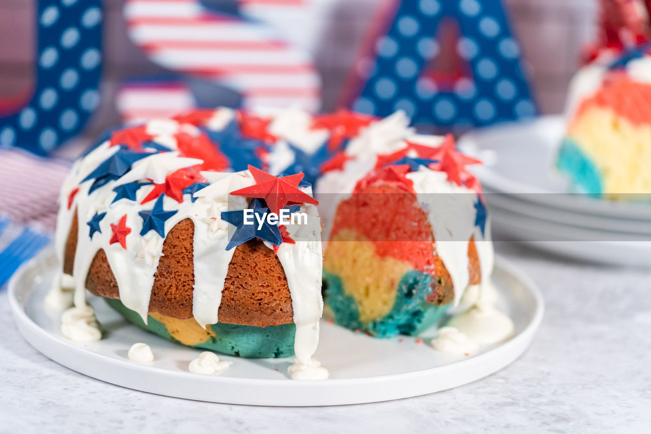 close-up of cake in plate on table