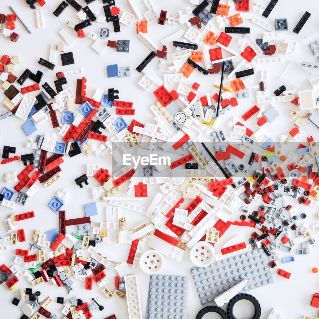 High angle view of toy blocks on table